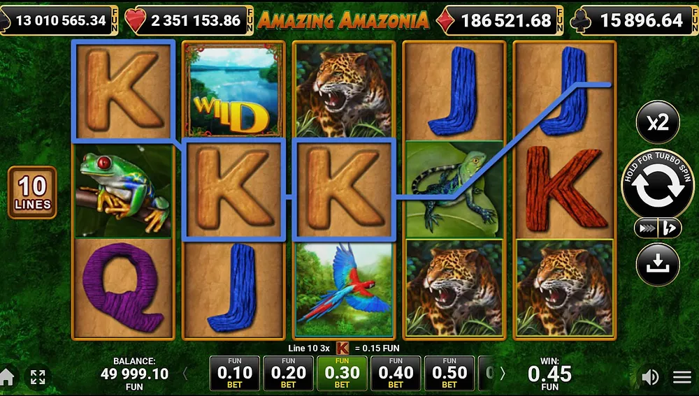 Line win with kings in the Amazing Amazonia demo