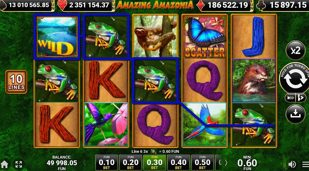 River wild doubling a frog line win in the Amazing Amazonia demo