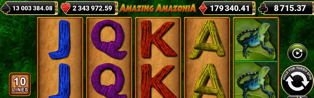 Four Jackpot Cards levels above the Amazing Amazonia reels